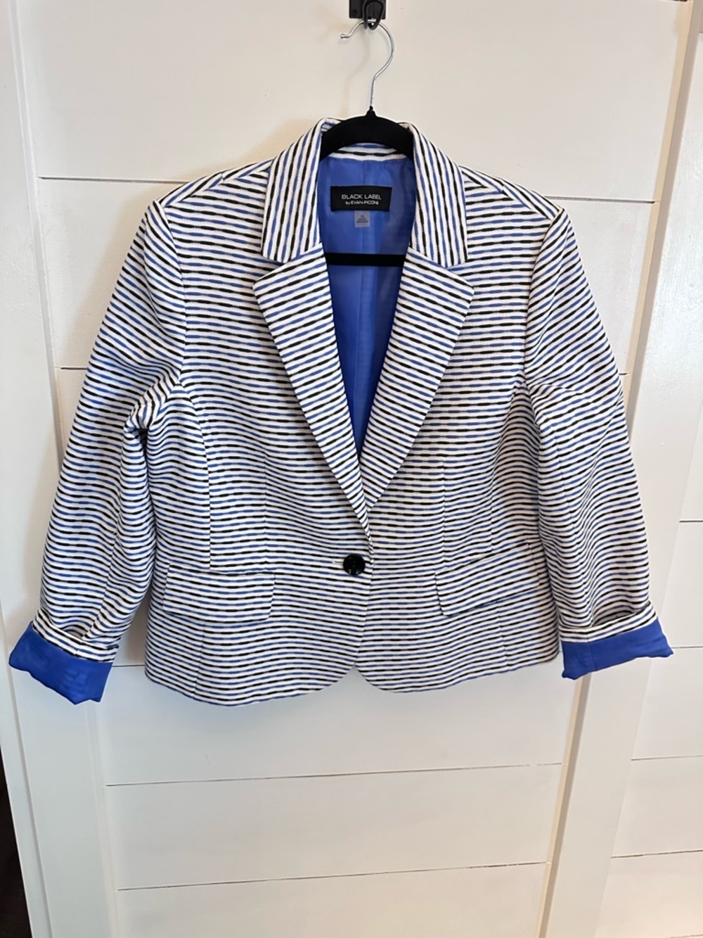EVAN PICONE 14 Black label blue-black lined plus size structured classic blazer